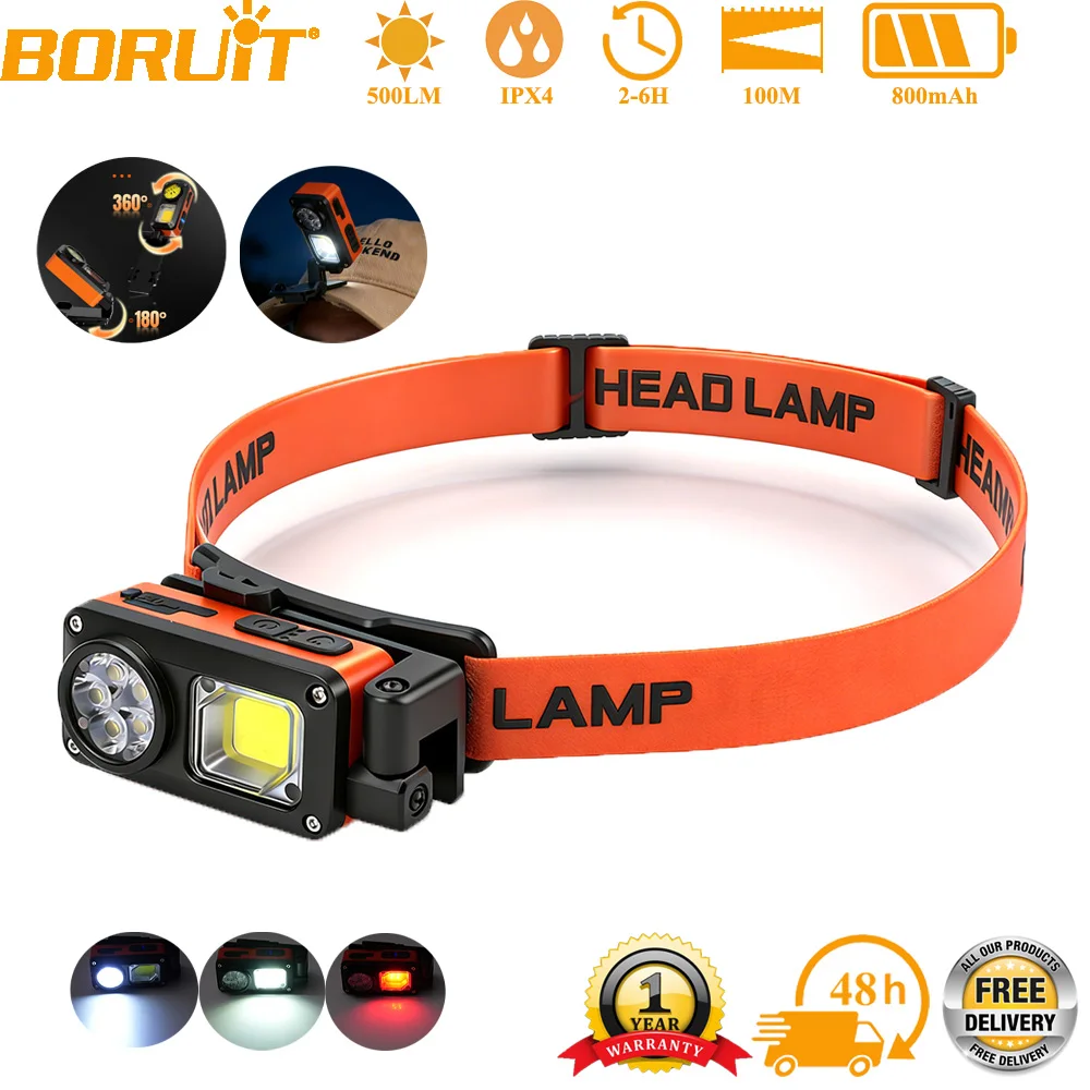 Outdoor Hunting Bike - BORUiT 500LM Sensor 5 Modes Head