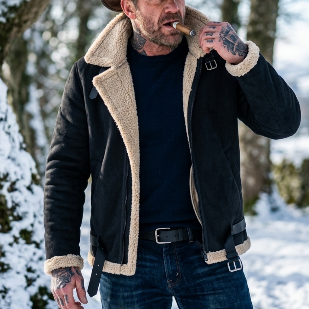 Men Winter Faux Suede Jacket F - огляд і ціна Men'S Outdoor Hunting Jacket